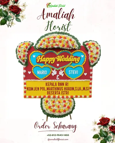 Karangan Papan Bunga Pernikahan di Candimulyo
